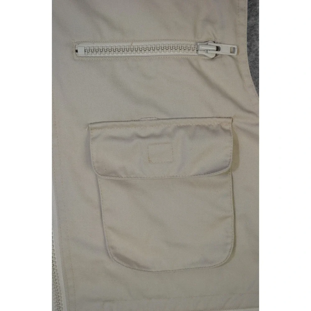 VTG Banana Republic Safari‎ Vest Mens Medium Beige Mock Neck Full Zip Hiking